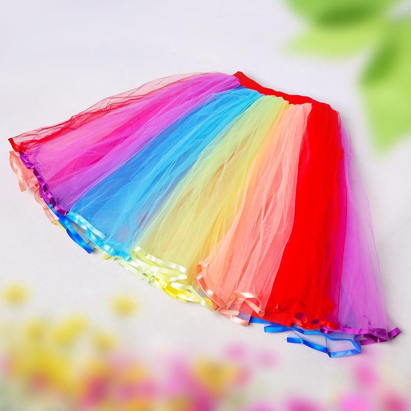 Gvhntk Womens Rainbow Tutus Skirt Colorful Layered Tulle Dress Girls Skirts for Adults Halloween Cosplay Tutus - Image 4
